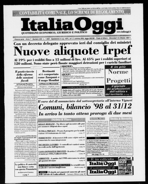 Italia oggi : quotidiano di economia finanza e politica